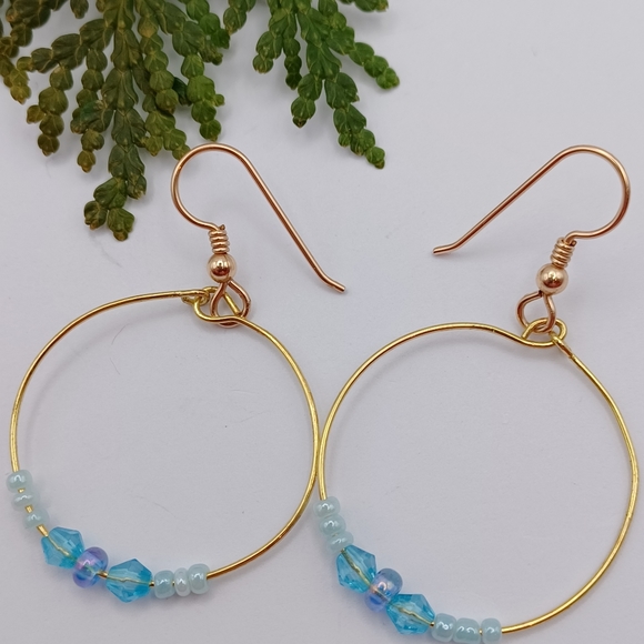 Handcrafted Hoop Beaded Earrings - Picture 4 of 4